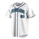 Custom White & Navy Blue Colors Design Sports Baseball Jersey BB01SM010218