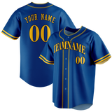 Custom Royal Blue & Gold Colors Design Sports Baseball Jersey BB01SM051913