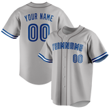 Custom Gray & Royal Blue Colors Design Sports Baseball Jersey