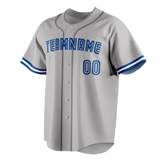 Custom Gray & Royal Blue Colors Design Sports Baseball Jersey BB01TBJ020319