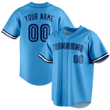 Custom Light Blue & Royal Blue Colors Design Sports Baseball Jersey