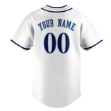 Custom White & Navy Blue Colors Design Sports Baseball Jersey BB01TBR010218