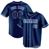 Custom Navy Blue & Light Blue Colors Design Sports Baseball Jersey