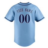 Custom Light Blue & Navy Blue Colors Design Sports Baseball Jersey BB01TBR032118