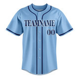 Custom Light Blue & Navy Blue Colors Design Sports Baseball Jersey BB01TBR032118