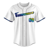 Custom White & Navy Blue Colors Design Sports Baseball Jersey BB01TBR040218