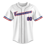 Custom White & Navy Blue Colors Design Sports Baseball Jersey BB01TR010218