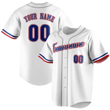 Custom White & Navy Blue Colors Design Sports Baseball Jersey