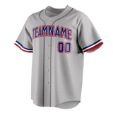 Custom Gray & Navy Blue Colors Design Sports Baseball Jersey BB01TR020318