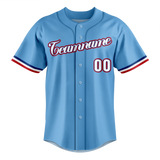 Custom Light Blue & Red Colors Design Sports Baseball Jersey BB01TR032109