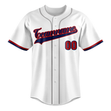 Custom White & Navy Blue Colors Design Sports Baseball Jersey BB01WN010218