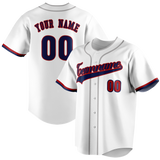 Custom White & Navy Blue Colors Design Sports Baseball Jersey BB01WN010218