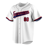 Custom White & Navy Blue Colors Design Sports Baseball Jersey BB01WN010218