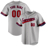 Custom Gray & Navy Blue Colors Design Sports Baseball Jersey