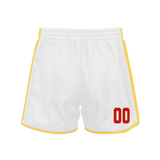 Custom White Gold Solid Color Basketball Shorts