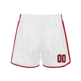 Custom White Red Solid Color Basketball Shorts