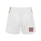 Custom White Maroon Solid Color Basketball Shorts