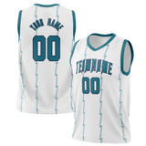 Custom White & Teal Colors Design Sports Basketball Jersey BS01CH010217