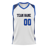 Custom White & Blue Colors Design Sports Basketball Jersey BS01DM010220