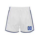 Custom White Blue Solid Color Basketball Shorts