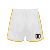 Custom White Yellow Solid Color Basketball Shorts