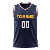 Custom Navy Blue & White Colors Design Sports Basketball Jersey BS01DN021802