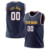 Custom Navy Blue & White Colors Design Sports Basketball Jersey