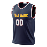 Custom Navy Blue & White Colors Design Sports Basketball Jersey BS01DN021802