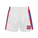 Custom White Red Solid Color Basketball Shorts