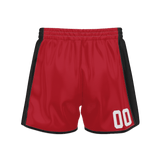 Custom Red Black Solid Color Basketball Shorts