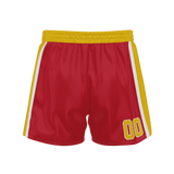 Custom Red Yellow Solid Color Basketball Shorts