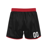 Custom Black Red Solid Color Basketball Shorts