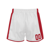 Custom White Red Solid Color Basketball Shorts