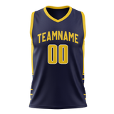 Custom Navy Blue & Yellow Colors Design Sports Basketball Jersey BS01IP021812