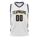 Custom White & Navy Blue Colors Design Sports Basketball Jersey BS01IP030218