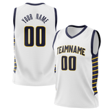 Custom White & Navy Blue Colors Design Sports Basketball Jersey BS01IP030218