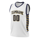 Custom White & Navy Blue Colors Design Sports Basketball Jersey BS01IP030218