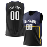 Custom Black & Navy Blue Colors Design Sports Basketball Jersey