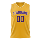 Custom Yellow & Purple Colors Design Sports Basketball Jersey BS01LAL011223