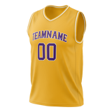 Custom Yellow & Purple Colors Design Sports Basketball Jersey BS01LAL011223