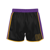 Custom Black Yellow Solid Color Basketball Shorts