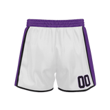 Custom White Purple Solid Color Basketball Shorts