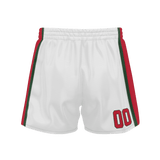 Custom White Red Solid Color Basketball Shorts