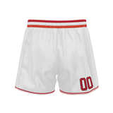 Custom White Red Solid Color Basketball Shorts