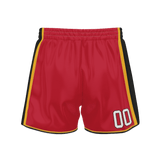 Custom Red Black Solid Color Basketball Shorts