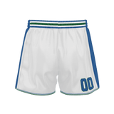 Custom White Blue Solid Color Basketball Shorts