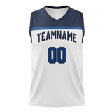 Custom White & Navy Blue Colors Design Sports Basketball Jersey BS01MT040218