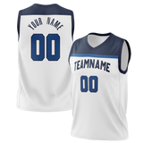 Custom White & Navy Blue Colors Design Sports Basketball Jersey BS01MT040218