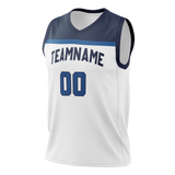 Custom White & Navy Blue Colors Design Sports Basketball Jersey BS01MT040218