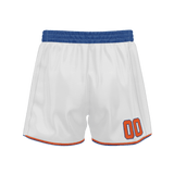 Custom White Orange Solid Color Basketball Shorts